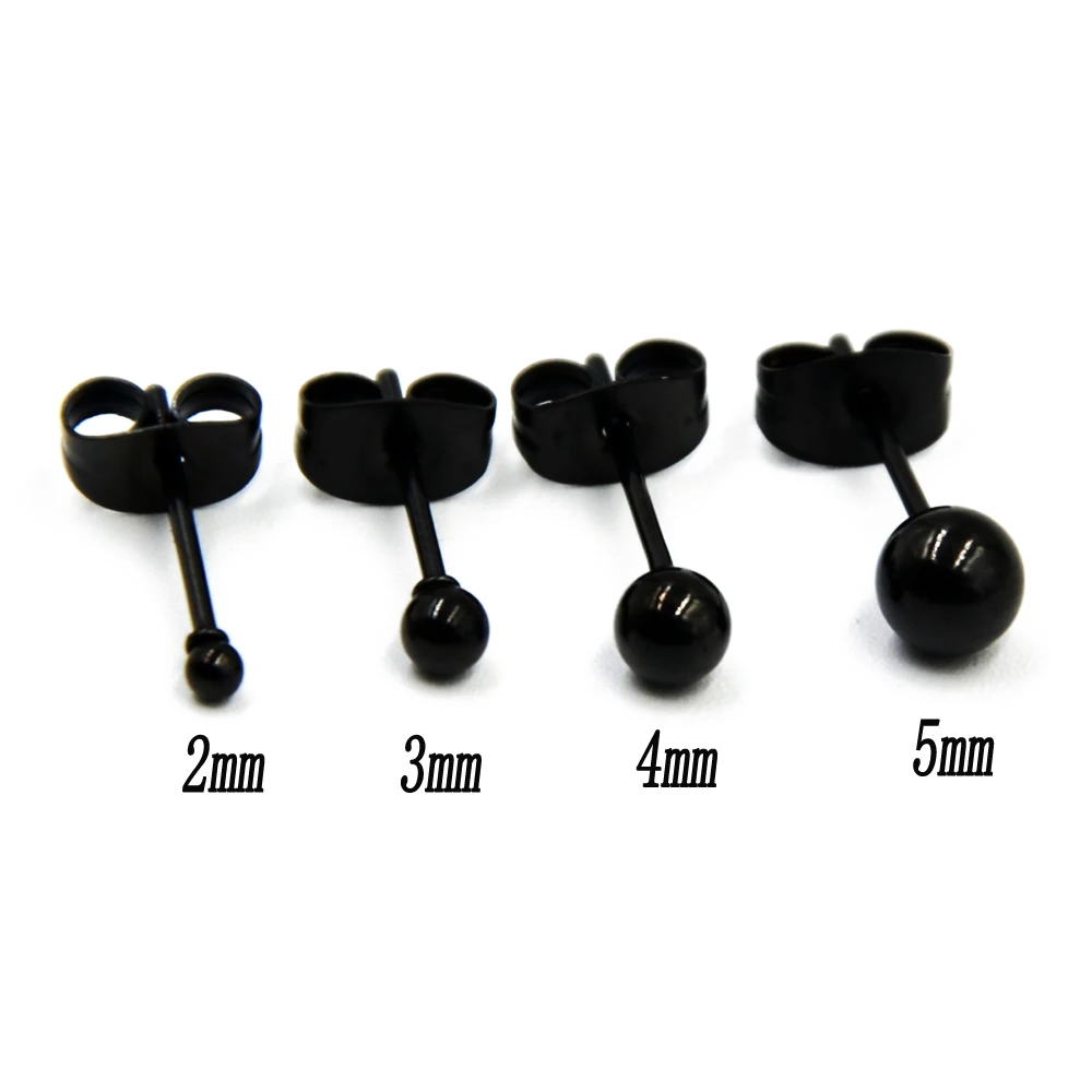 2PC 20g Surgical Steel Silver color,Black,Gold&Rose Gold Color Ball Stud Earrings Punk Ear Tragus Ear Piercing Fake Taper