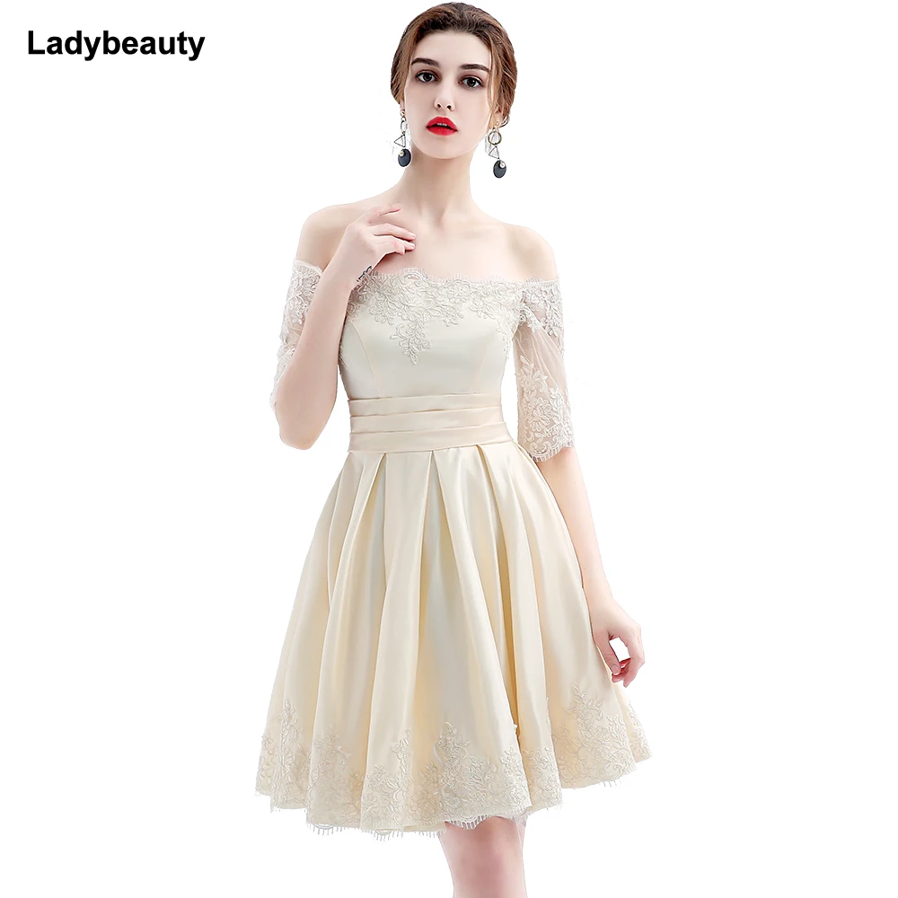 Ladybeauty 2018 di nuovo modo di disegno del bicchierino del partito più il formato vestido de festa di colore di champagne prom dresses