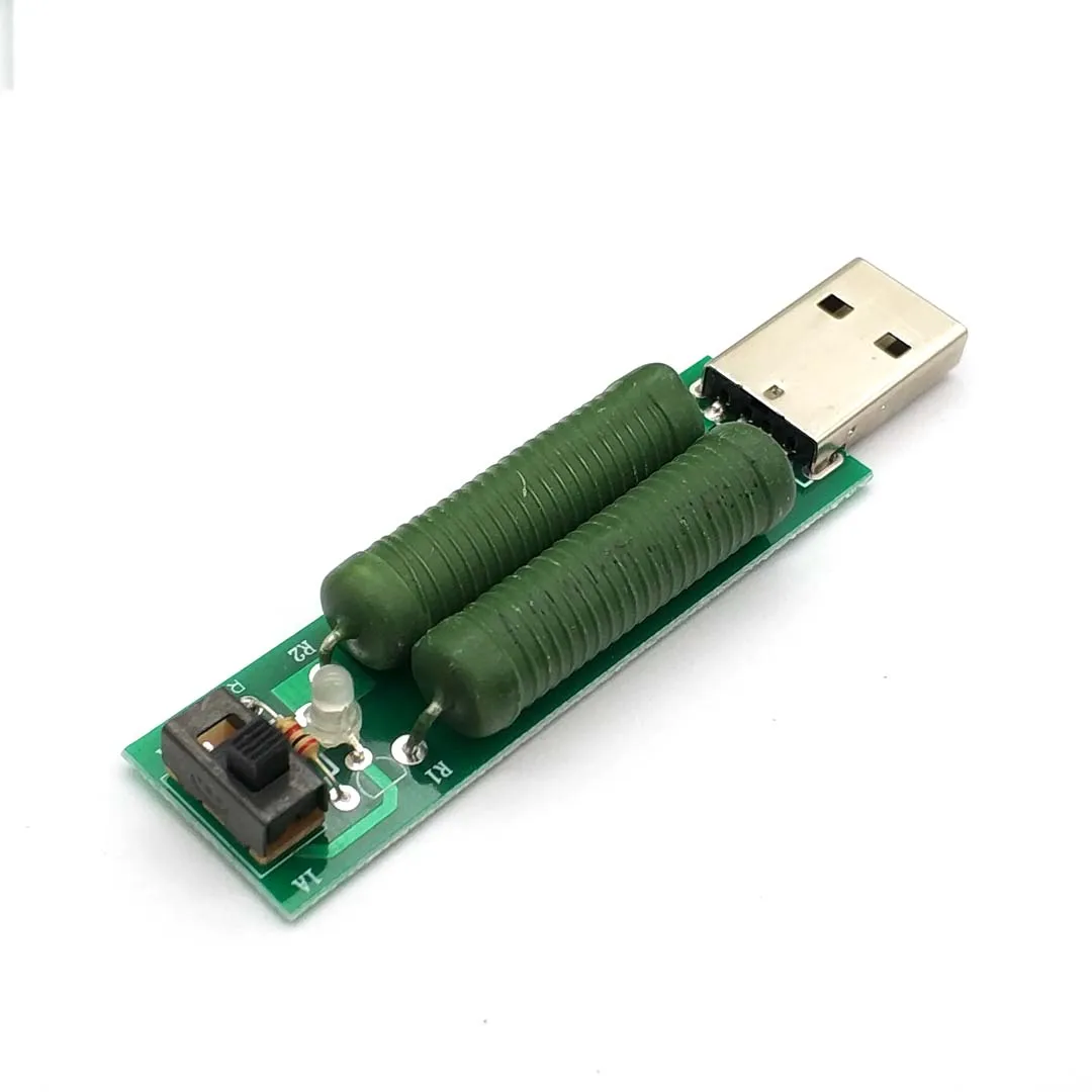 USB Mini Discharge Interface Load Resistor With Switch 2A 1A Green