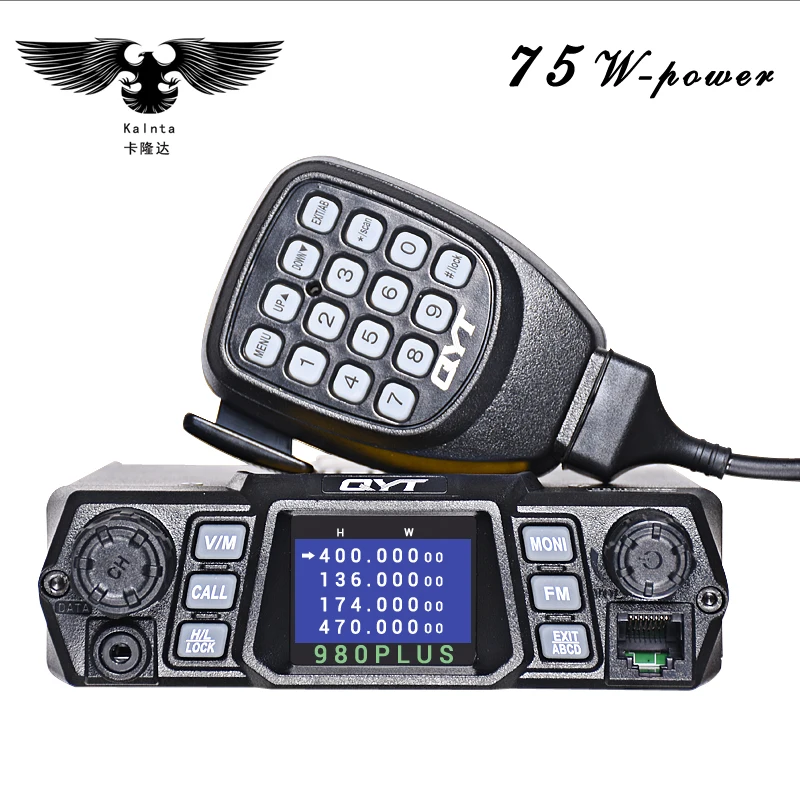 

Brand Two-way QYT KT980Plus Dual Band Quad Display Walkie Talkie For Car Two Way Radio Station With Display Screen Free Shipping