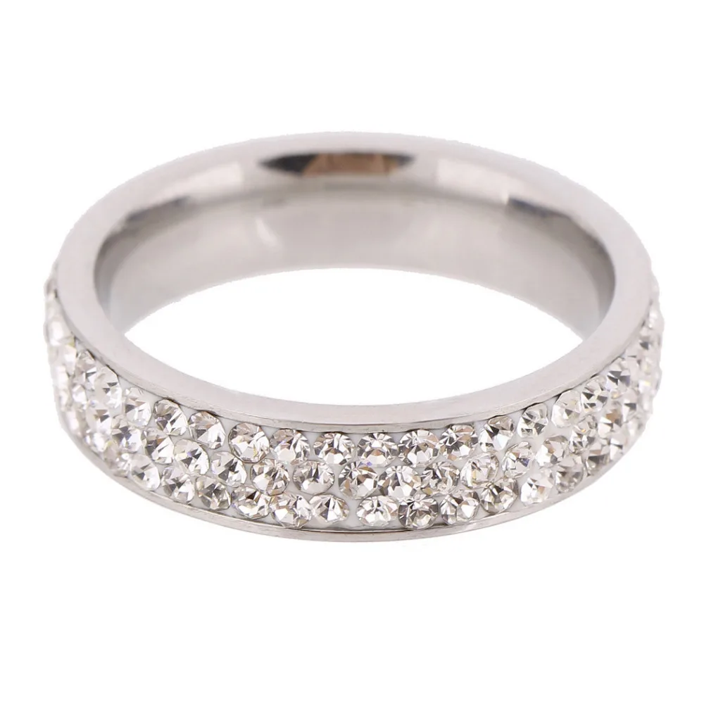 VQYSKO Mix Size 6/7/8/9# Wholesale Fashion Three Row Crystal Rings Jewelry For women