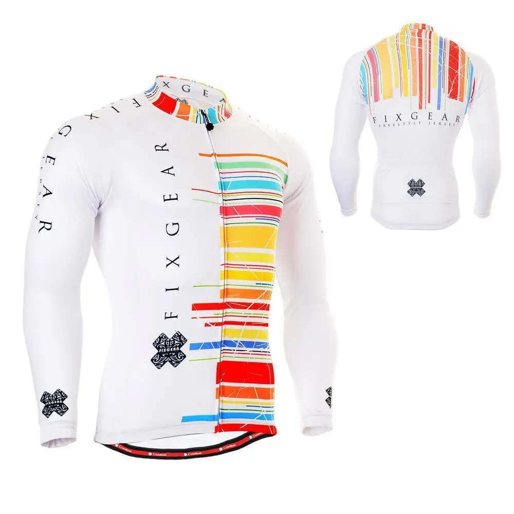 Men`s Long Sleeve Cycling Jersey W/ Useful 3 Rear-pockets & Non-slip Band Bicycle Gear 4 Seasons Comfortable MTB Bike Apparel