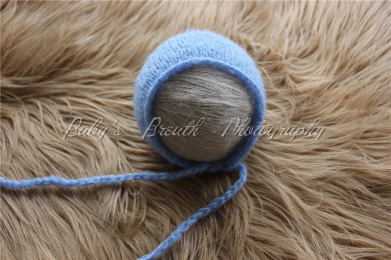 Pasgeboren Mohair Prop Gebreide Baby Bonnet Baby Mohair Hoed