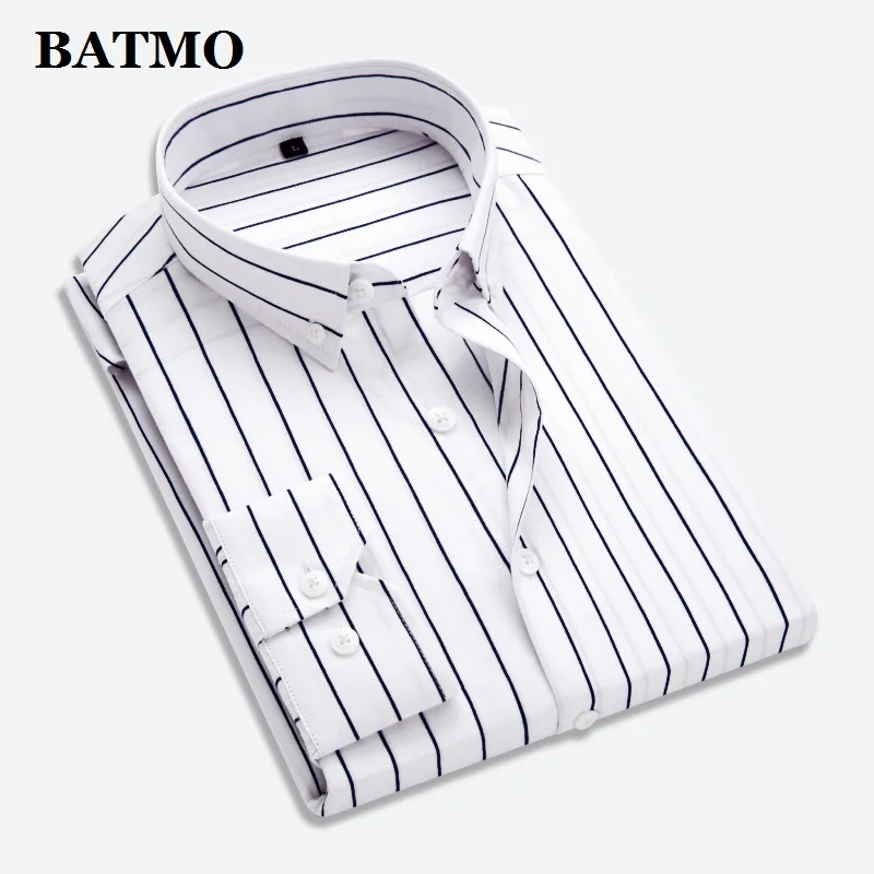 Batmo 2023 new arrival spring high quality stirped casual red shirts men,men\'s striped shirts,white shirts men plus-size S-5XL