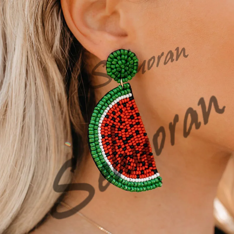 Sehuoran New Handmade Beaded Design Earrings Jewelry Wedding Oorbellen Special Bohemian Heart Fringed Drop Dangle Earrings Party