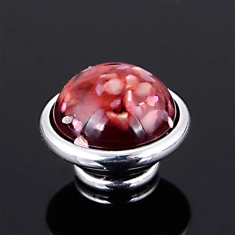 Miasol 1 Pc Rot Harz Cabochon Mit Shell Chips 925 Silber Überzug Jewelpops Für DIY Charme Armbänder Halskette Ring, Der