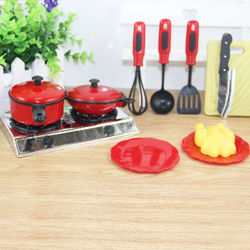 13 Set/LOT Handle Pan Mini Kitchen Cookware Pot Pan Kids Pretend Cook Play Grill Pan T0.2