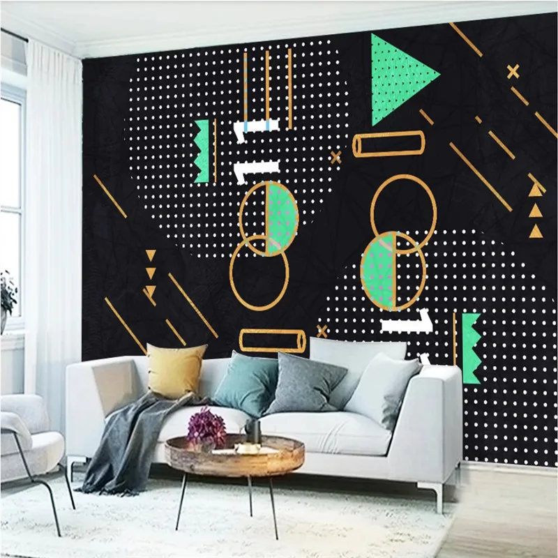 

Modern Living Room Bedroom Black Geometric Simple Mural Wallpaper 3D Fashion Home Decor Abstract Wall Paper Papel De Parede 3D