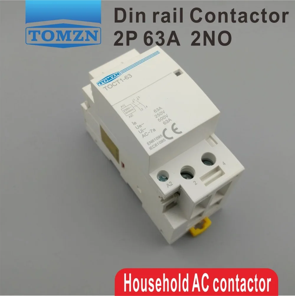 TOCT1 2P 63A 220V/230V 50/60HZ Din rail Household ac Modular contactor 2NO or 2NC or 1NO 1NC