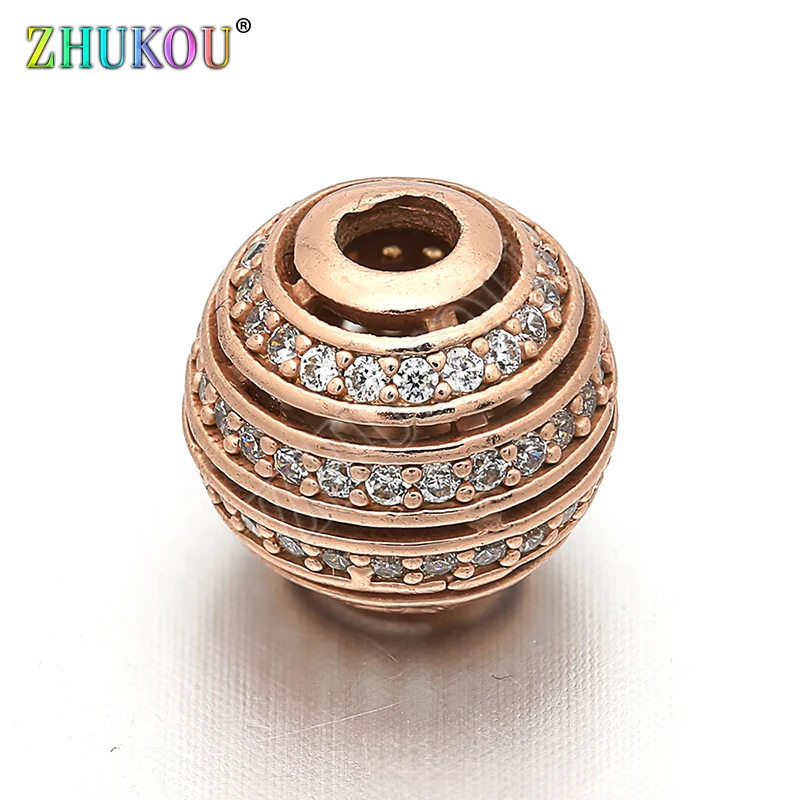 10mm/11mm Brass Cubic Zirconia Round Ball Spacer Beads DIY Jewelry Bracelet Necklace Making, Model: VZ25/28