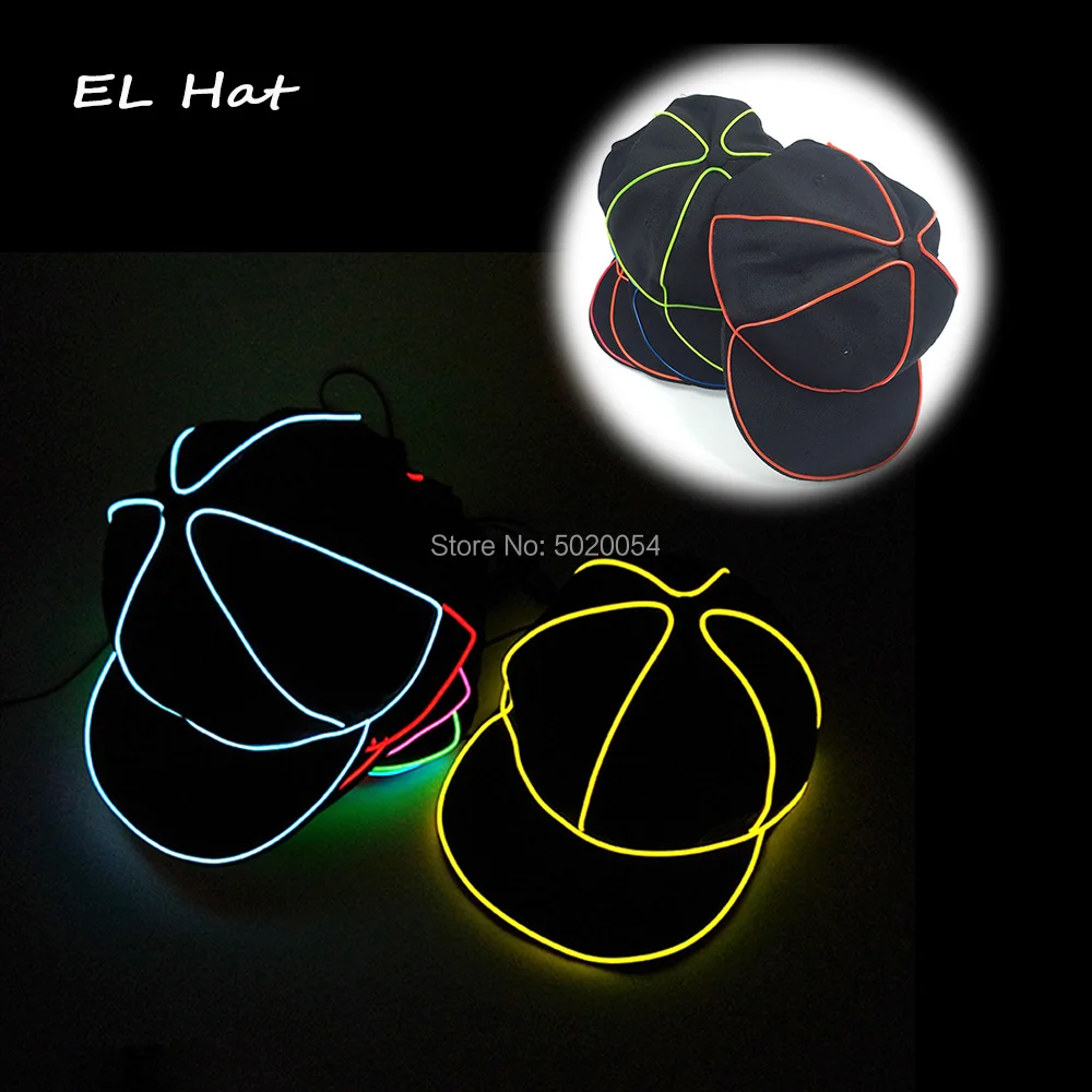 GZYUCHAO EL Night Glow hiphop Light Up Cap Hip Hop Glowing Cap baseball EL Wire Hat Men Dance Snapback Hats