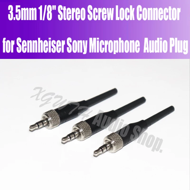 3PCS DIY 3.5mm Screw Lock Stereo Jack Plug Solder Connector for Sennheiser Sony Microphone 3.5 Stereo Audio Plug