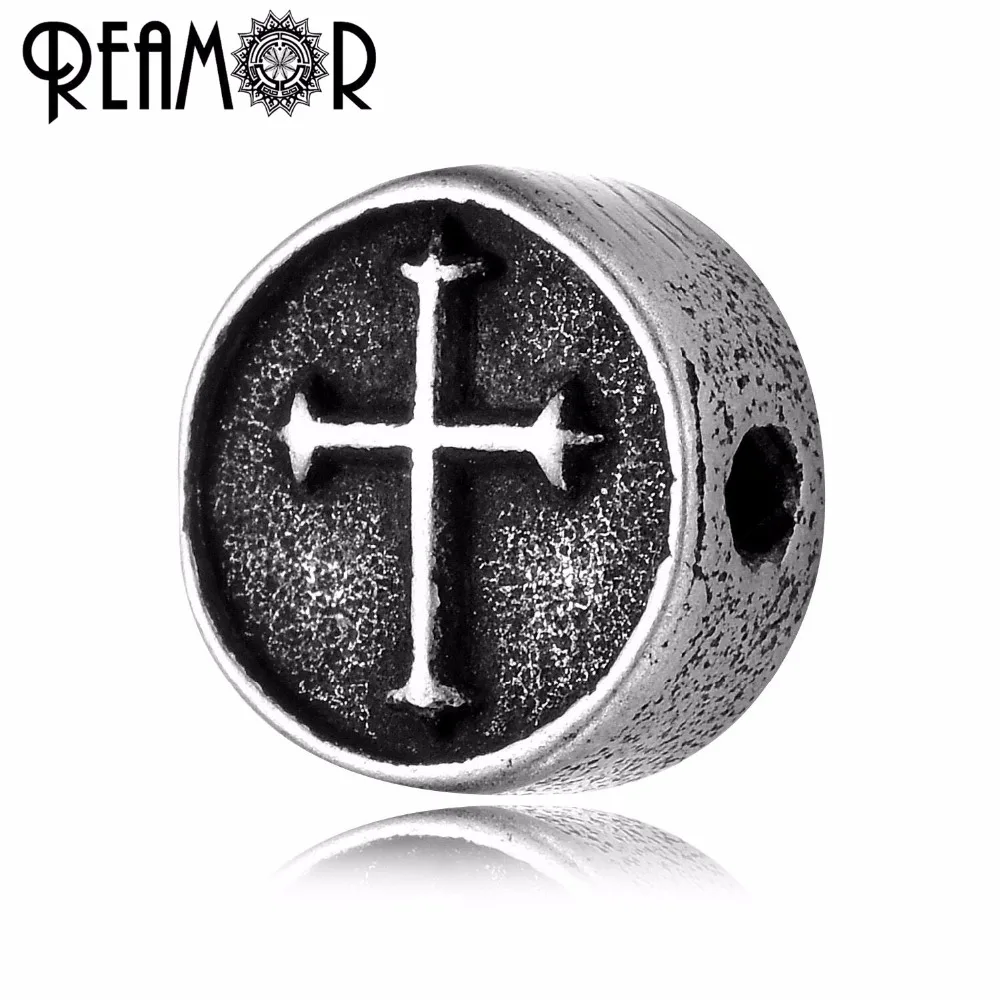 REAMOR Stainless Steel Retro Anchor Rudder Cross Horseshoe Small Hole Beads Charms for DIY Beaded Bracelets Jewelry Making 5pcs