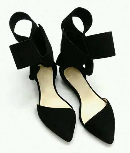 Hot Red Black Suede Big Bowtie Flat Shoes Young Girls Sweet Style Pointed Toe Butterfly-knot Dress Shoes Beach Dress Footwear