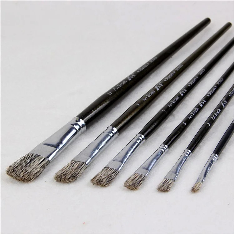 6pcs/Set,High Quality flower pig bristle tongue peak oil painting brush suit art supplies painting pen painting brush in paint