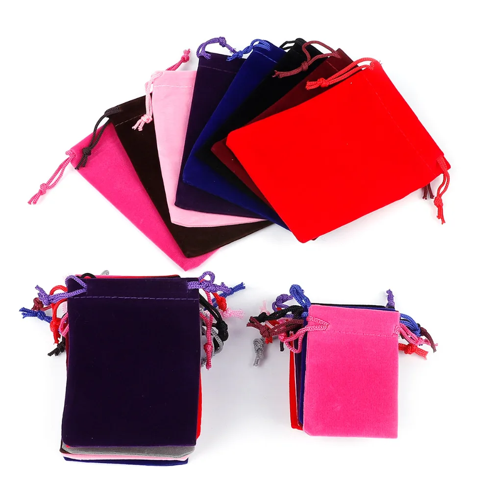 10pcs/lot Coloful Velvet Pouches Jewelry Packaging Display 5x7cm/7x9cm/9x12cm/10x15cm Drawstring Packing Gift Bags & Pouches