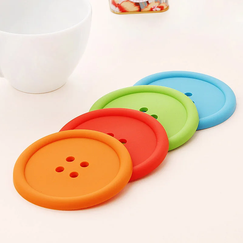 Multiple colors Silicone Cup mat Cute Colorful Button Cup Coaster Cup Cushion Holder Drink Cup Placemat Mat Pads Coffee Pad