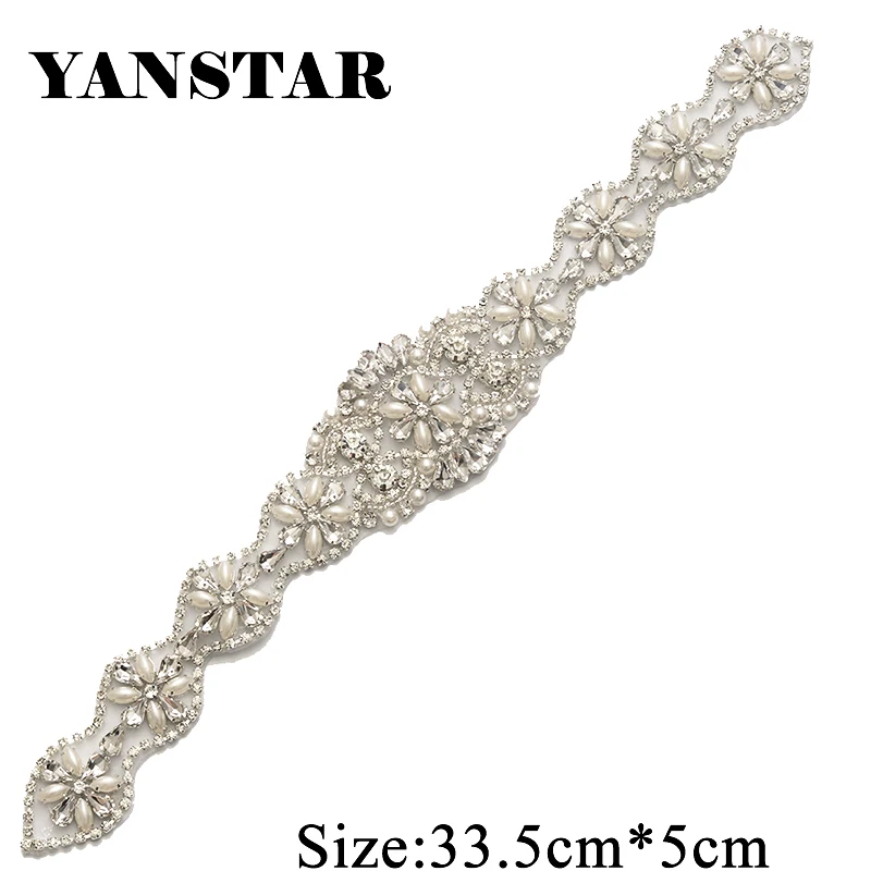 

YANSTAR (5 pcs) Wholesale Beaded Rhinestones Appliques For Bridal Sash Clear Rose Gold Clear For Bridal Belt YS831