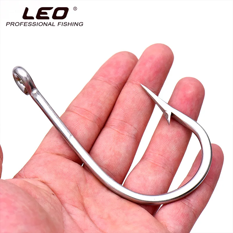 LEO 2pc Deep Sea Ocean Fishing Hook For Big Fish Stainless Steel Fishhooks Shark Tuna Tarpon Florida Fly Jig Cod Fishing Product