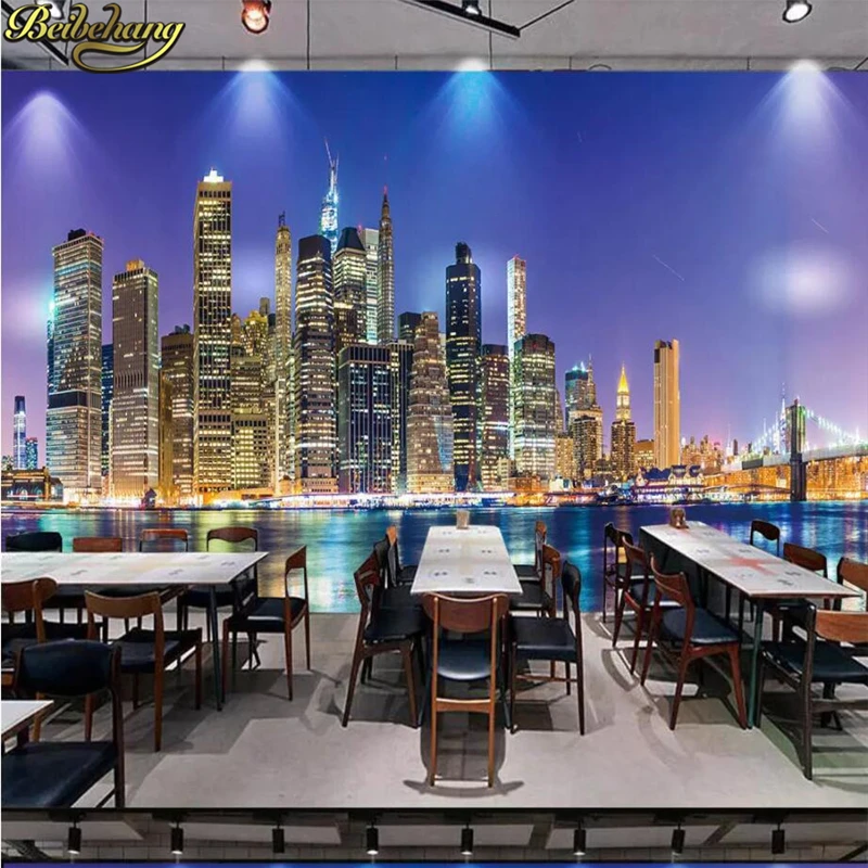 

beibehang Modern large-scale murals wallpaper living room sofa bedroom TV background KTV Wall paper City night papel de parede