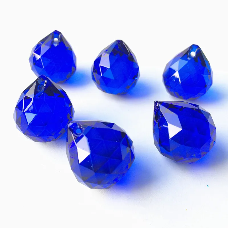 30pcs Faceted Crystal Glass 20mm Top Quality Blue K9 Nice Chandelier Balls (Free Ring)For New Year Diy Christmas Tree Decoration