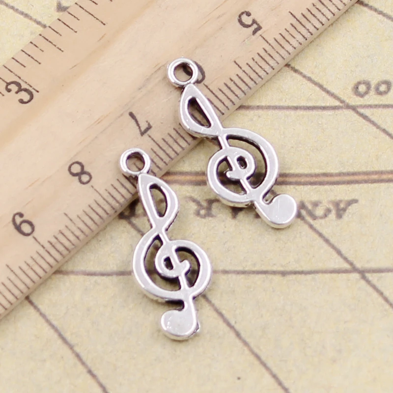 20pcs Charms Musical Note 26x10mm Tibetan Bronze Silver Color Pendants Antique Jewelry Making DIY Handmade Craft