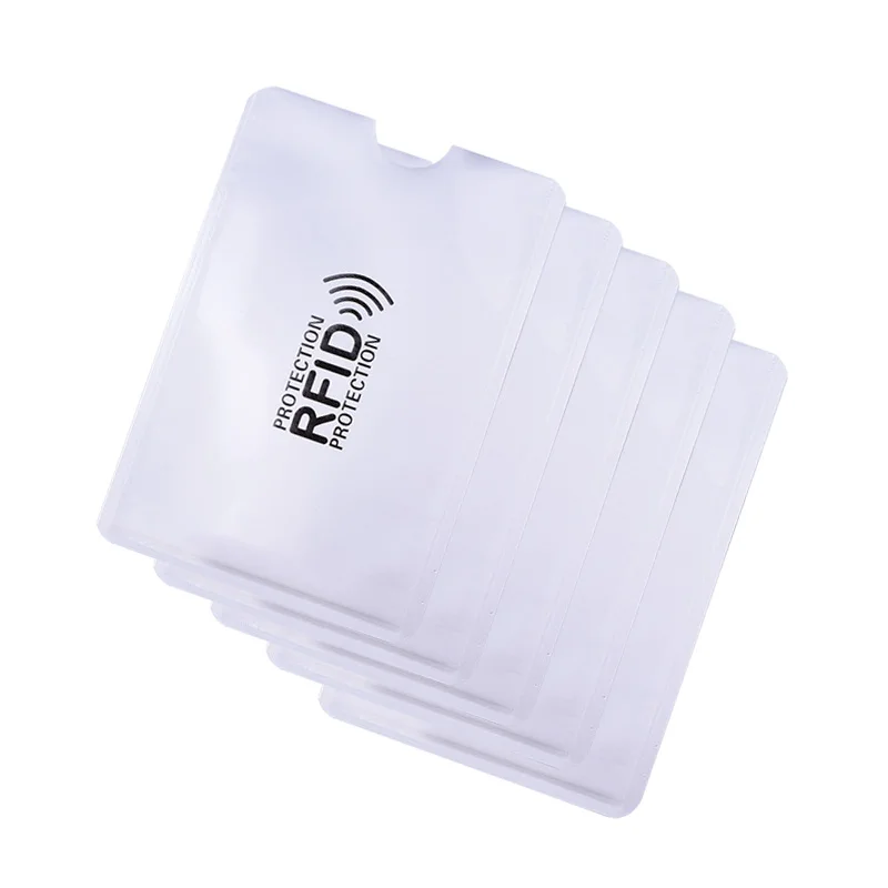 Funda para tarjetas bancarias RFID, 5 uds., funda protectora antipiracidad de aluminio blanco, soporte para tarjetas de identificación de crédito de Metal