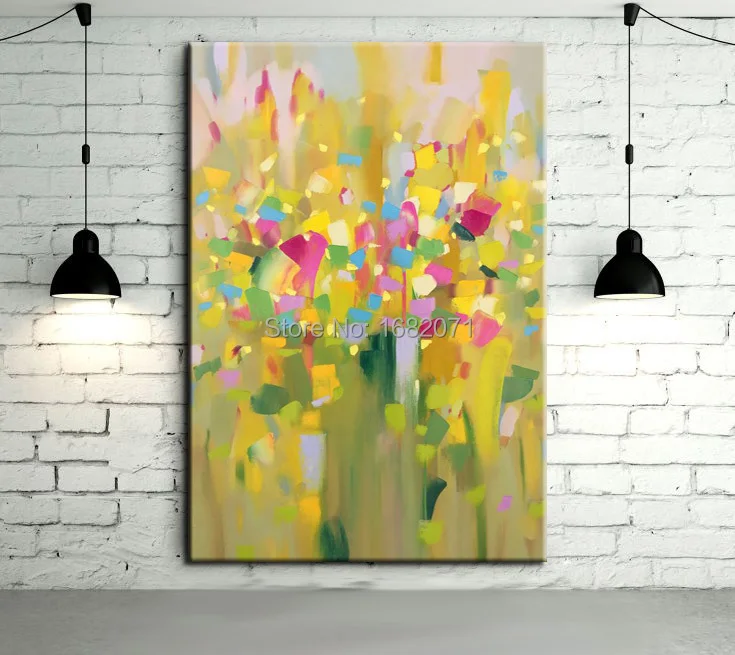 Professional Factory Wholesale High Quality Handmade Abstract Field Of Flowers Oil Painting On Canvas For Living Room Decoration