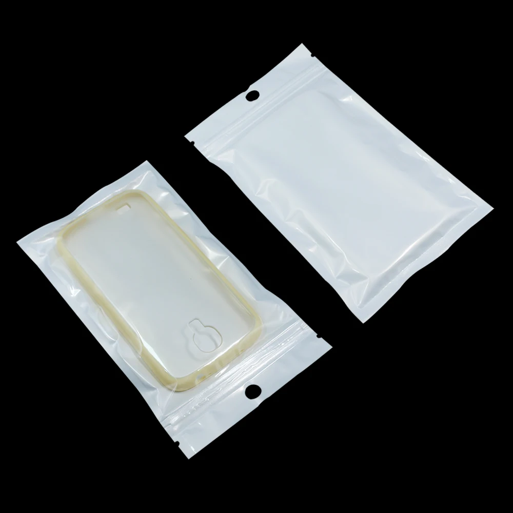 11x19cm White / Clear Self Seal Zipper Plastic Retail Packaging Storage Bag, Zip Lock Bag Retail Package With Hang Hole