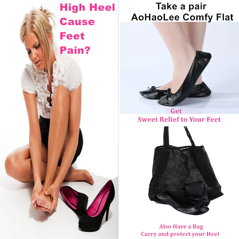 Aohaolee Soft&Comfortable Women Shoes Foldable Ballet Flat Take You Sweet Relax&Relief From Heel Pain In Time Safe Driving Shoes