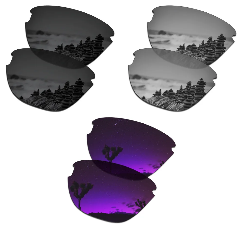 

SmartVLT 3 Pairs Polarized Sunglasses Replacement Lenses for Oakley Frogskins Lite Black & Silver Titanium & Plasma Purple