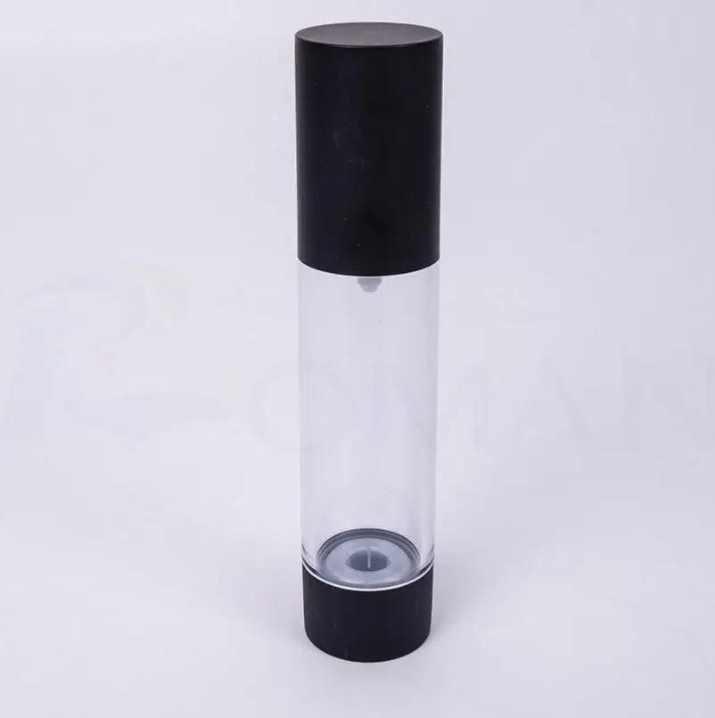 

50ml Classic Black Vacuum Airless Pump Bottle Cosmetic Essence Oil Lotion Packaging Refillable Bottle lin3449