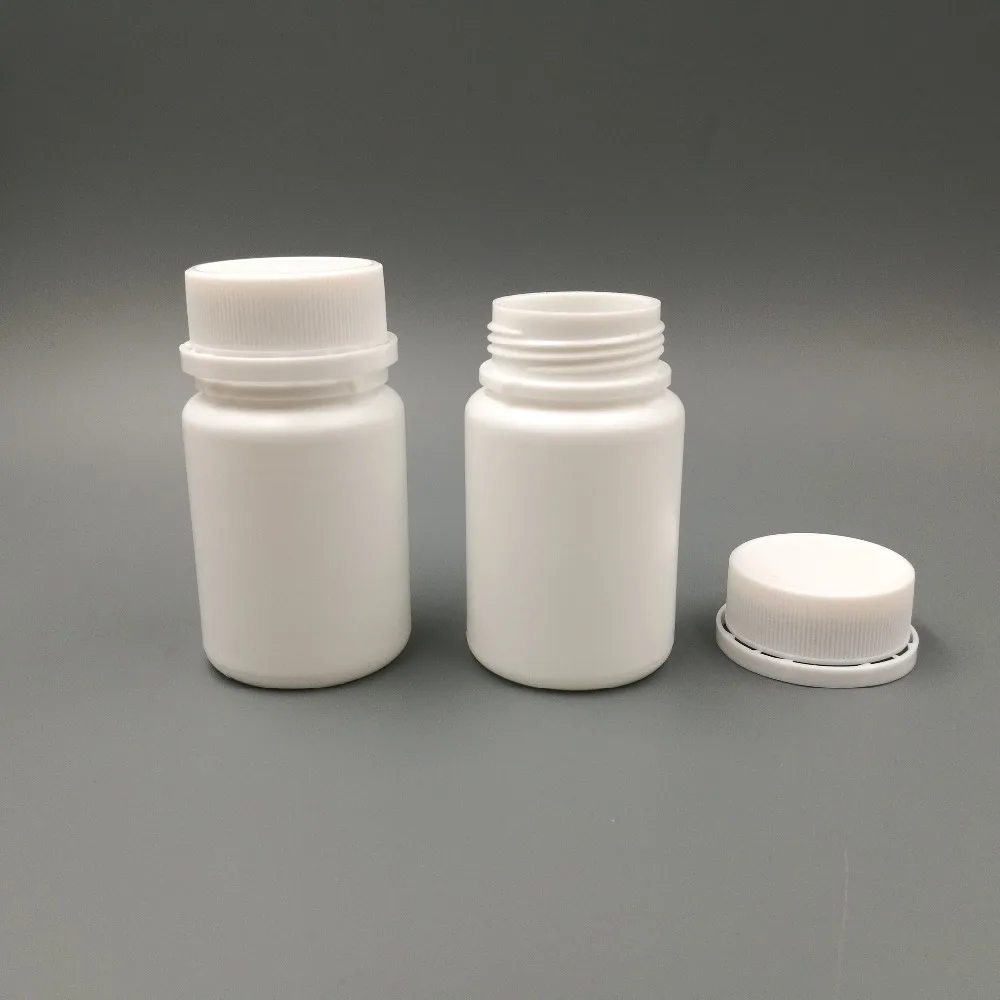 50pcs/lot 50ml 50cc HDPE White Vitamin container, plastic empty refillable medical pill bottle with Tamper Proof Cap