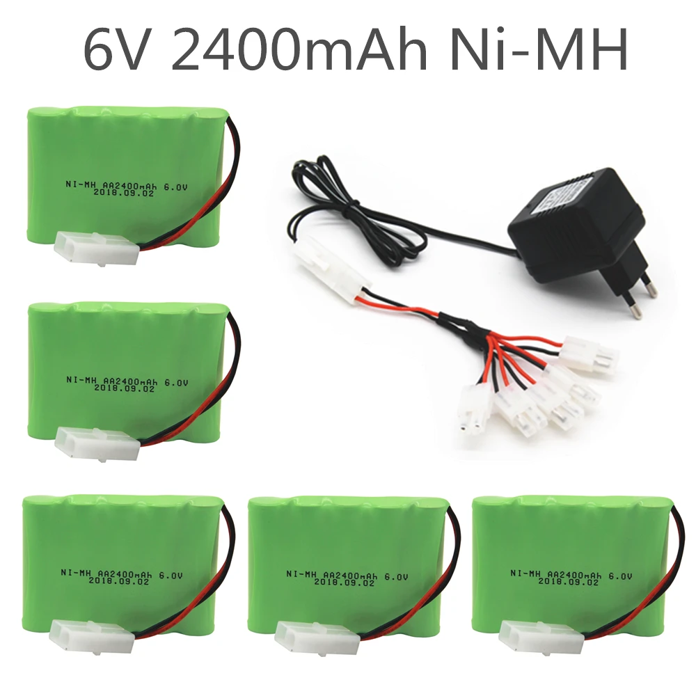 6v 2400mah AA NI-MH Battery with charger High capacity electric toy battery Remote car ship robot rechargeable 6 v Tamiya