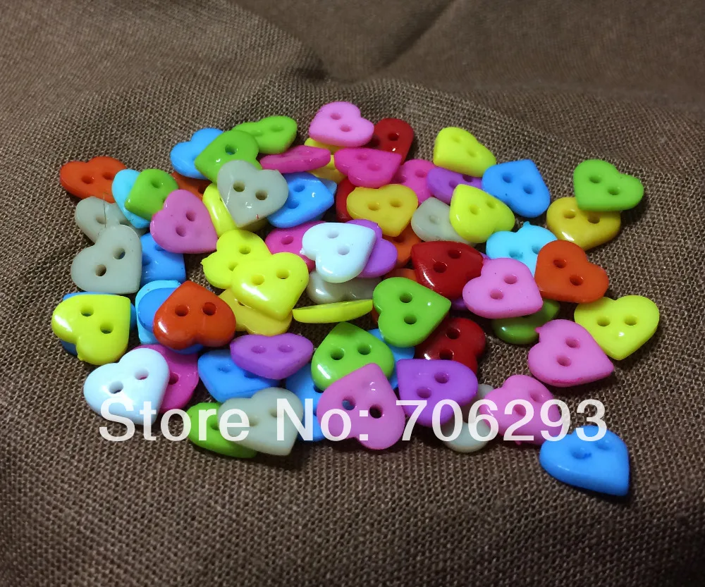 1000pcs/SETS Mixed 12 Colors Resin heart Buttons sets Fit Sewing or Scrapbooking Knopf Bouto 11mm NK14041503