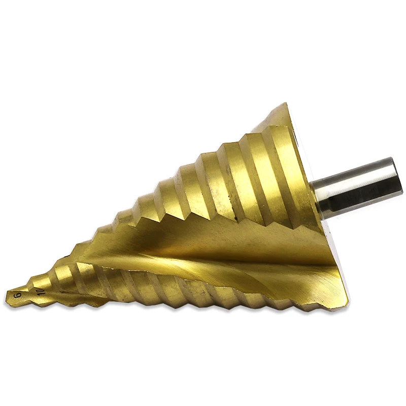 Broca escalonada de acero y Metal con forma de Pagoda, broca cónica de agujero, vástago triangular HSS 3R en espiral, 6-65mm