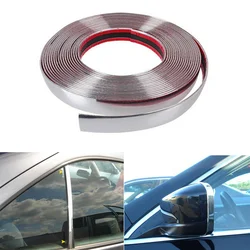 15M Silver Car Chrome Styling Decoration Moulding Trim Strip Tape Auto DIY Protective Sticker 6mm 8mm 10mm 12mm 15mm 20mm 30mm
