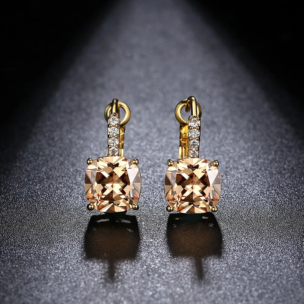 LUOTEEMI Cute Chuncky Hoop Earring Champagne Gold Color Zircon Geometric Earring For Women Korean Fashion Girl Party Accessories