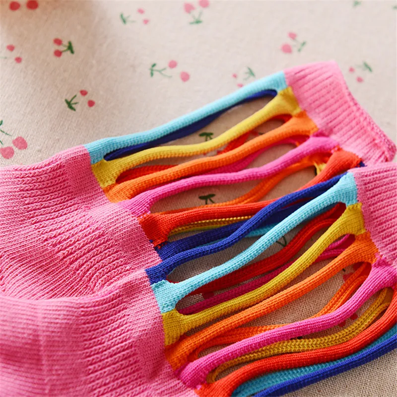 Rainbow Colorful Children Stockings Fashion Hollow Girl Stocking Leggings Baby Girl Long Hose Lantern 1-10 Years Pantyhose