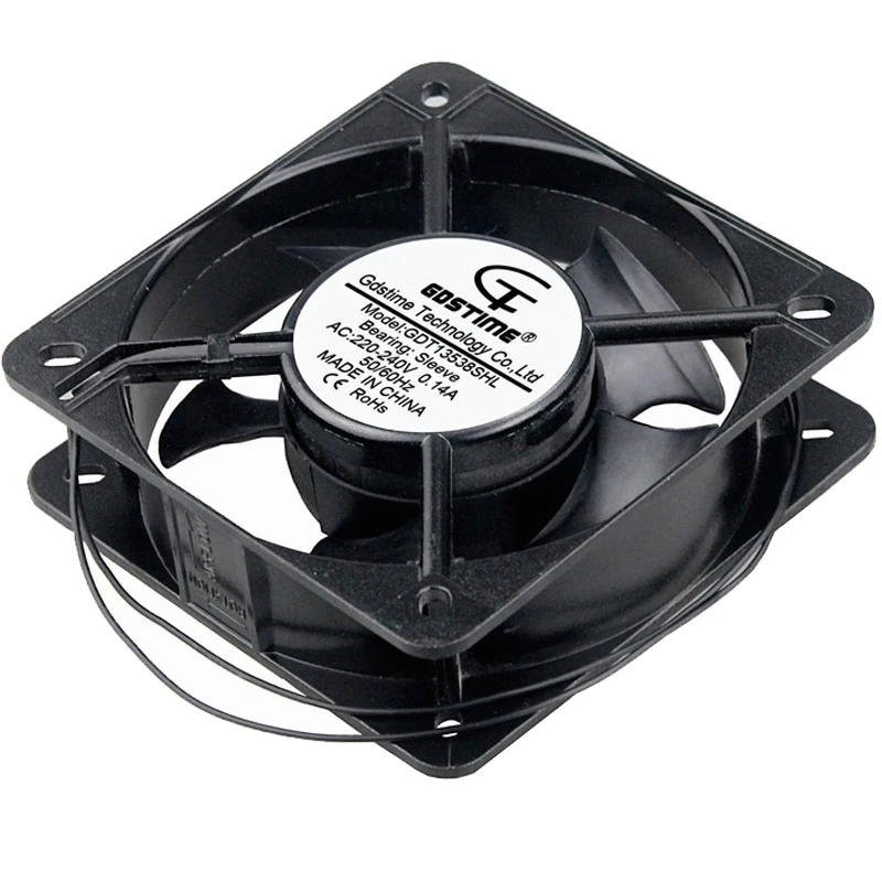 Вентилятор переменного тока Gdstime, 135 мм, 135 мм x 38 мм, 220 В переменного тока, 240 в, 2 провода, 13538 металлический чехол, 1 шт.