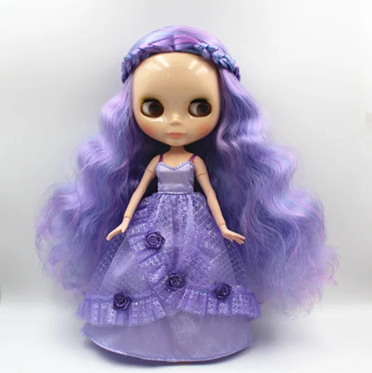 

Blygirl Blyth doll Purple color mixed hair nude doll 30cm multi-joint body DIY doll toy gift