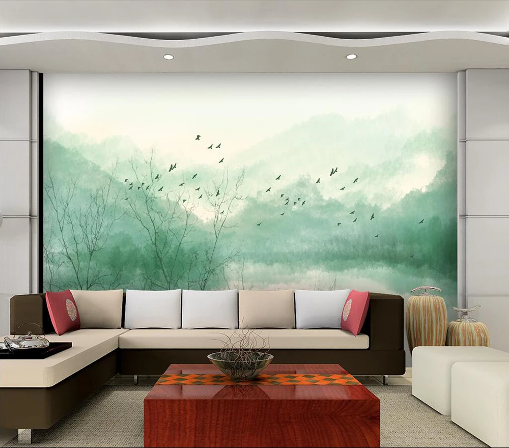 

Custom wallpaper Artistic conception abstract ink landscape living room background wall