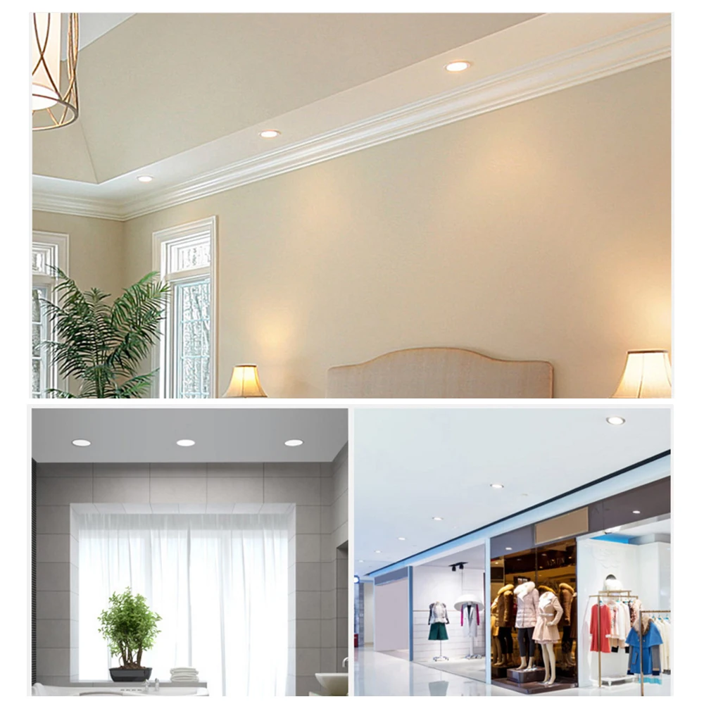 Spot lumineux LED encastrable pour le plafond, éclairage d\'intérieur, lumière blanche chaude, 3/6/9/12/15/25W