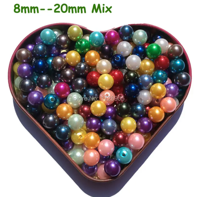 Beads Bulk Wholesale 6mm to 30mm Mixed Chunky Imitation Pearls Bead Acrylic loose ABS Round Pearl Spacer beads Chunky Bubblegum