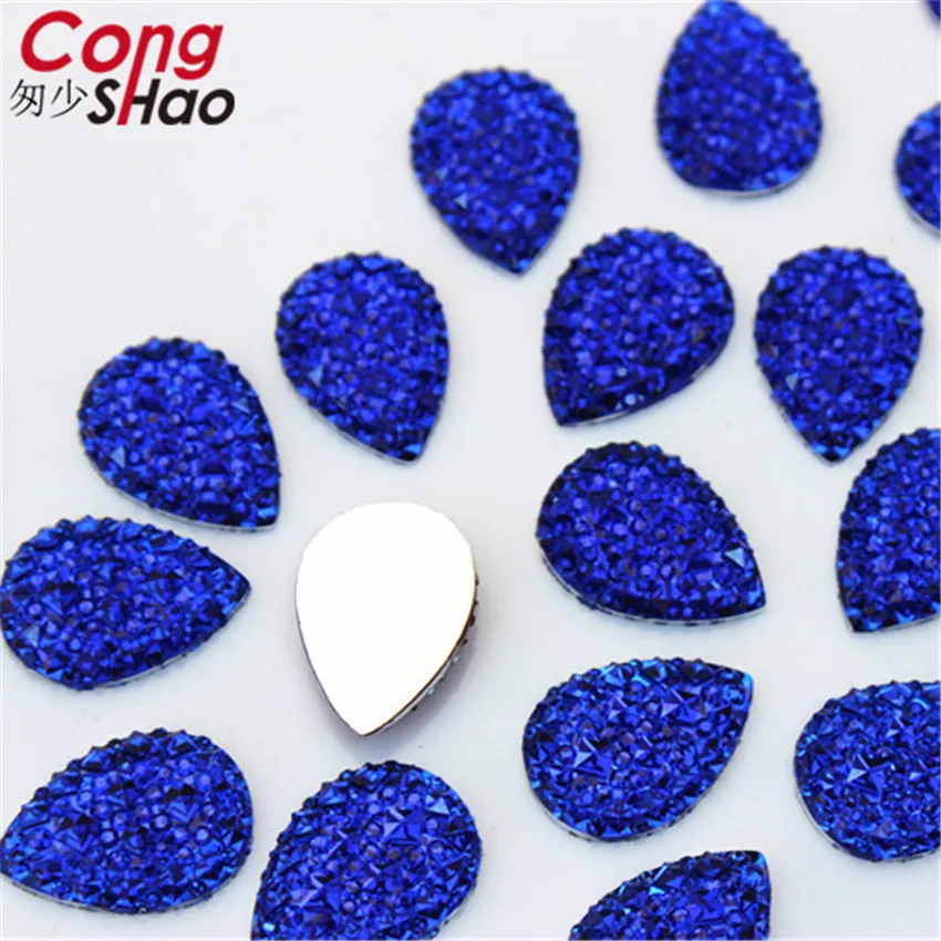 Cong Shao 50pcs 13*18mm Colorful Drop Shape Flatback Resin Rhinestone Applique Stones And Crystals Garment Accessories ZZ412
