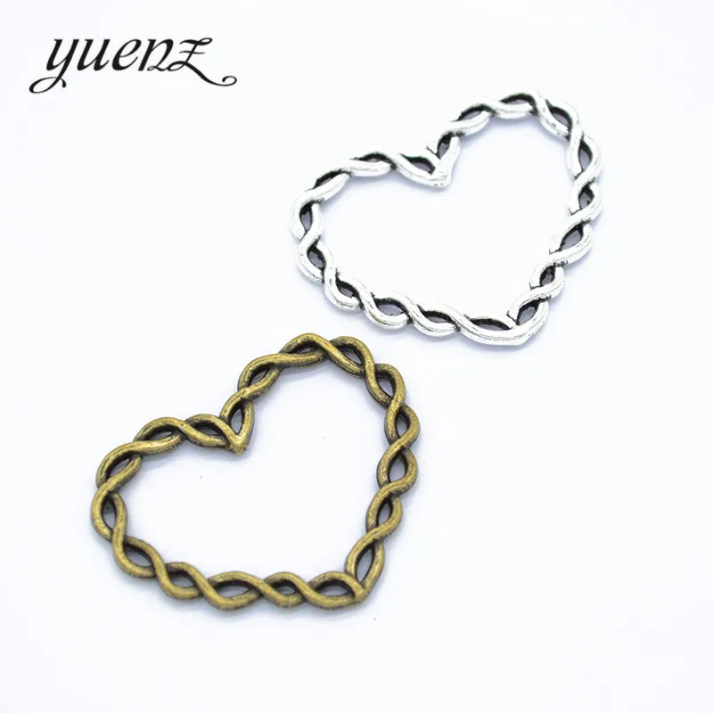 YuenZ 8pcs 2 Color Antique Silver color Heart Charms Pendant For Jewelry Making Diy Bracelet Necklace 34*27mm A82