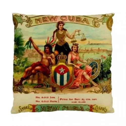 Retro Vintage Cuba Cigar Box Label Cushion Cover Decorative Throw Pillow Case Square Pillow Sham Special Home Decor 18