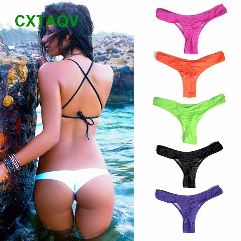 Maillot de bain Triangle brésilien plissé, culotte taille basse, maillot de bain pour femmes, Sexy, prix de gros, 2018