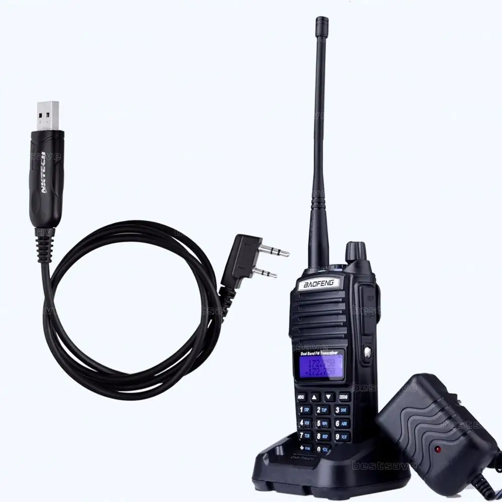 

BAOFENG UV-82 VHF UHF Dual Band 136-174/400-520MHz 2-PTT 5W Two Way Radio+earpiece +program Cable+in Moscow stock