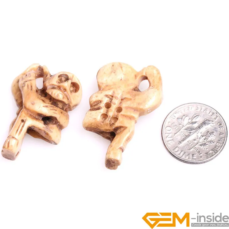 18x32mm Large Cream White Animal Monkey Carved Bone Cabochon Beads For Jewelry Making Bulk 2 Pcs Free Shipping